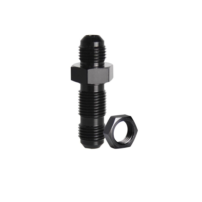 caqeg 6AN Male Flare Straight Bulkhead Fitting Adapter with 6AN Nut Aluminum Black - Image 2