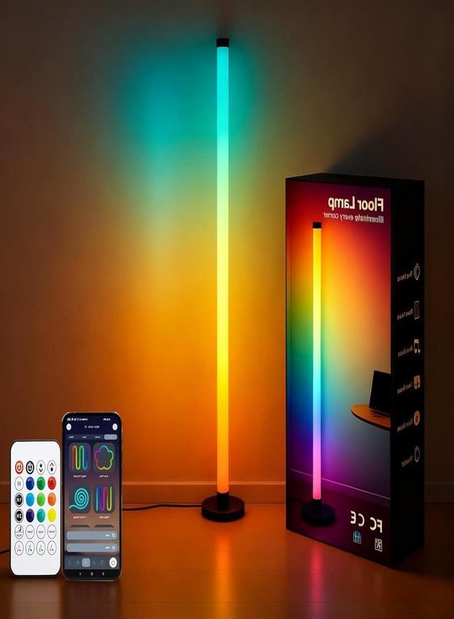Ledagic Led Corner Floor Lamp USB Powered with App & Remote Control, IC+RGBW Color Changing Led Lamp Music Sync, Timer Setting, Standing Lamps for Living Room Lamp Bedroom Gaming Room, 1 Pack - Image 1