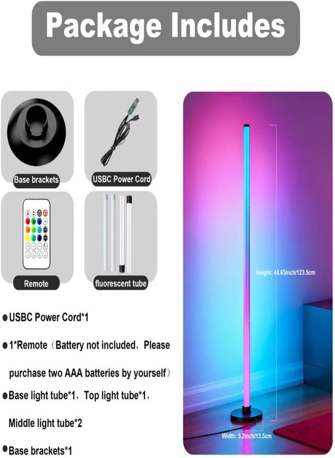 Ledagic Led Corner Floor Lamp USB Powered with App & Remote Control, IC+RGBW Color Changing Led Lamp Music Sync, Timer Setting, Standing Lamps for Living Room Lamp Bedroom Gaming Room, 1 Pack - Image 2