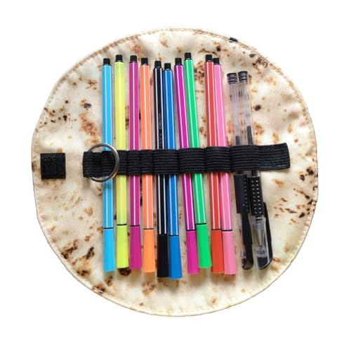 WONIU Creative Burrito Tortilla Pen Pencil Case, Funny Stationery Pen Pencil Pouch Holder Makeup Roll Up Case Bag for Makeup brush, art brush, paintbrush, pencil, pen - Image 1