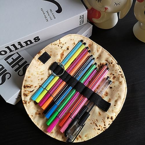 WONIU Creative Burrito Tortilla Pen Pencil Case, Funny Stationery Pen Pencil Pouch Holder Makeup Roll Up Case Bag for Makeup brush, art brush, paintbrush, pencil, pen - Image 4