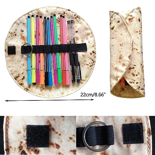 WONIU Creative Burrito Tortilla Pen Pencil Case, Funny Stationery Pen Pencil Pouch Holder Makeup Roll Up Case Bag for Makeup brush, art brush, paintbrush, pencil, pen - Image 5