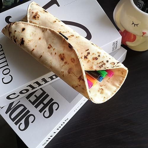 WONIU Creative Burrito Tortilla Pen Pencil Case, Funny Stationery Pen Pencil Pouch Holder Makeup Roll Up Case Bag for Makeup brush, art brush, paintbrush, pencil, pen - Image 3