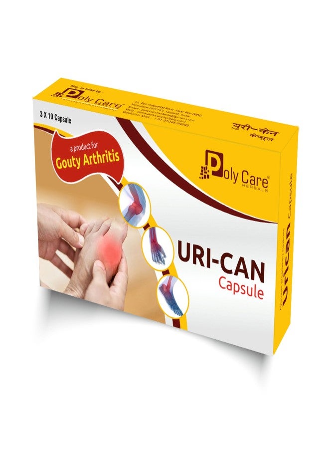 POLY CARE Uri-can Herbal Capsule for Pain Relief and may helps in Tenderness of joints (3x10 Cap. Blister Pack) - Image 1