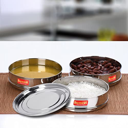 Sumeet Stainless Steel Flat Stackable Container/Separator with Lid Suitable for 5 Ltr & 5.5 Ltr Inner & Outer Lid Cooker, Silver - Image 2