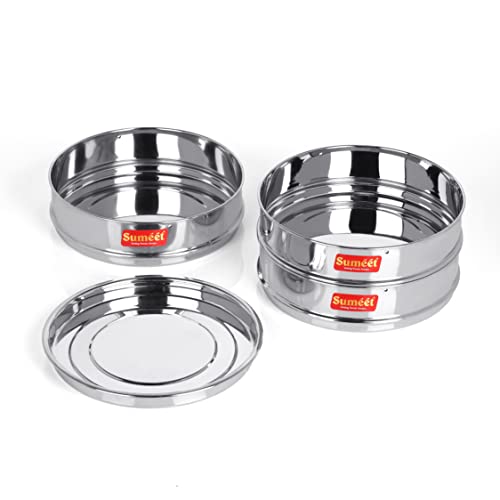 Sumeet Stainless Steel Flat Stackable Container/Separator with Lid Suitable for 5 Ltr & 5.5 Ltr Inner & Outer Lid Cooker, Silver - Image 5