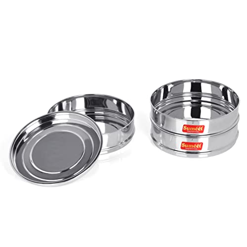Sumeet Stainless Steel Flat Stackable Container/Separator with Lid Suitable for 5 Ltr & 5.5 Ltr Inner & Outer Lid Cooker, Silver - Image 3