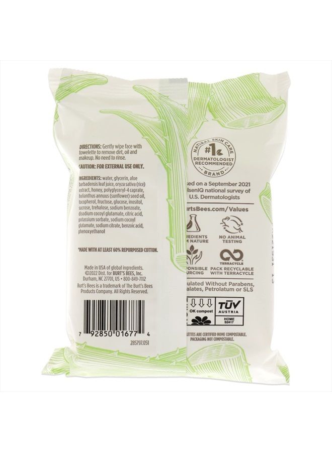 Burt's Bees Facial Cleansing Towelette Wipes for Sensitive Skin with Cotton Extract, 30 Count (Package May Vary) - Image 5