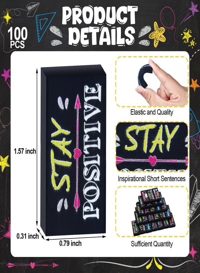 Dunzoom 100 Pcs Inspirational Pencil Erasers Bulk for Kids Fun Motivational Eraser School Supplies Back to School Office Supplies for Classroom Office Teacher Artists (Colorful Chalkboard) - Image 2