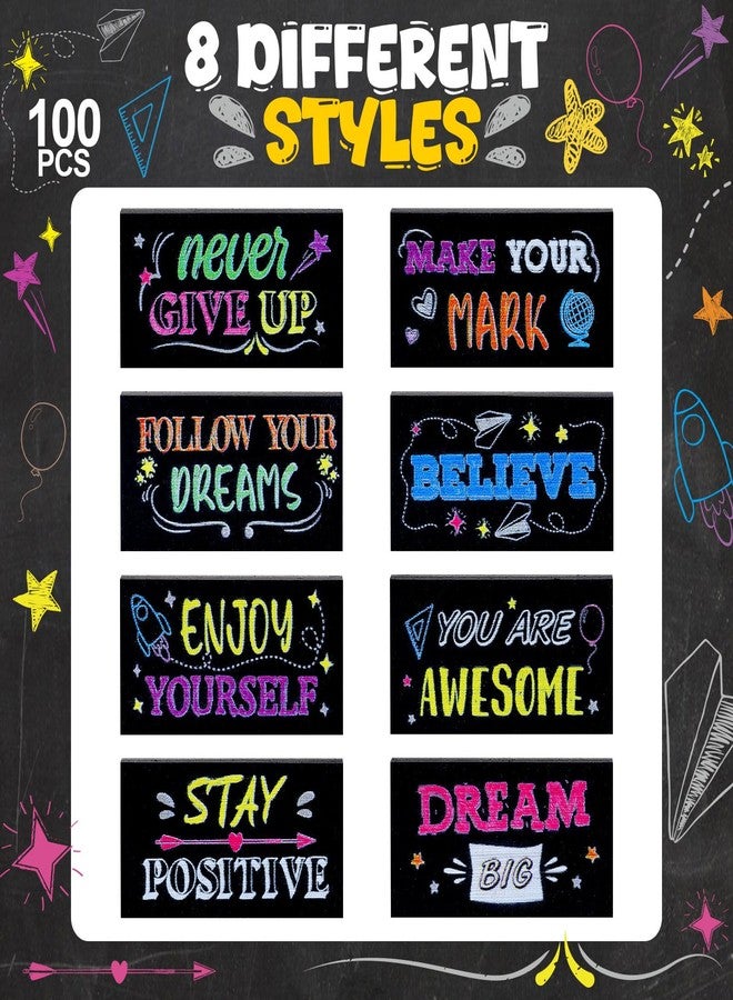 Dunzoom 100 Pcs Inspirational Pencil Erasers Bulk for Kids Fun Motivational Eraser School Supplies Back to School Office Supplies for Classroom Office Teacher Artists (Colorful Chalkboard) - Image 3