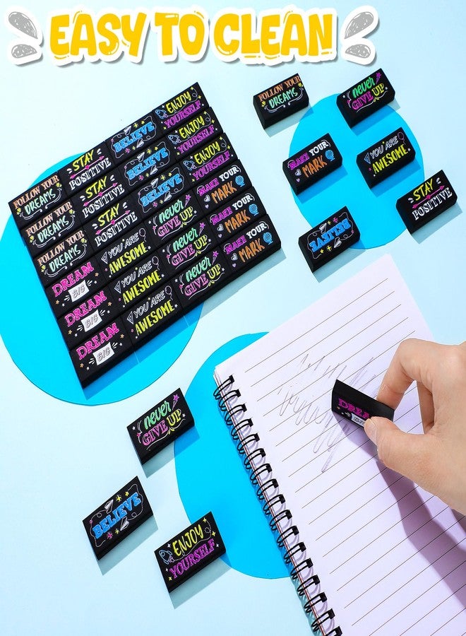 Dunzoom 100 Pcs Inspirational Pencil Erasers Bulk for Kids Fun Motivational Eraser School Supplies Back to School Office Supplies for Classroom Office Teacher Artists (Colorful Chalkboard) - Image 5