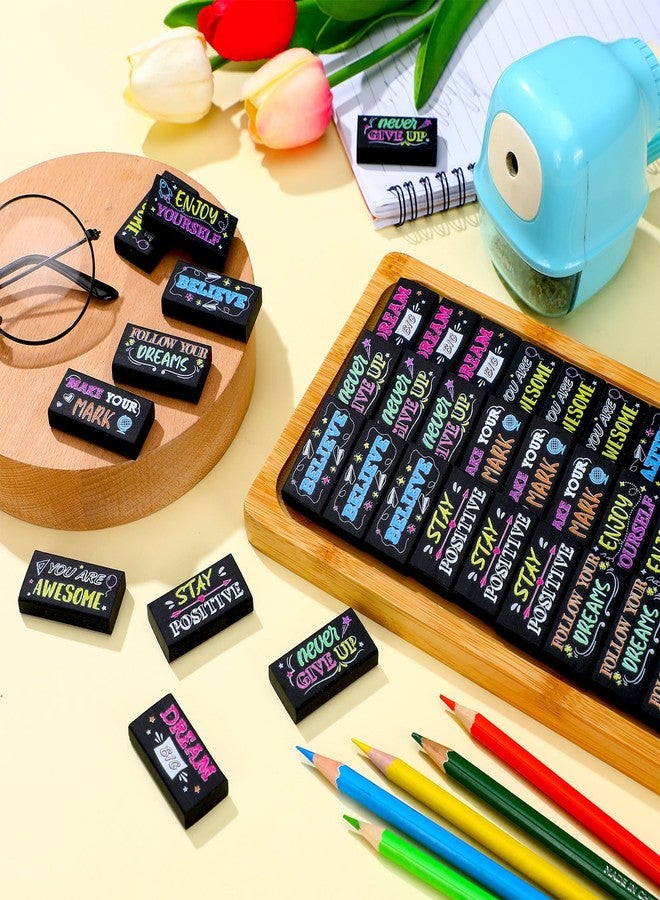 Dunzoom 100 Pcs Inspirational Pencil Erasers Bulk for Kids Fun Motivational Eraser School Supplies Back to School Office Supplies for Classroom Office Teacher Artists (Colorful Chalkboard) - Image 4