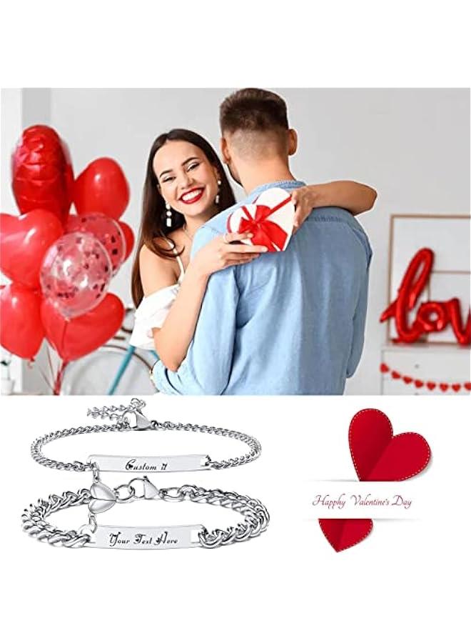 Arabest Personalized Braided Couples Bracelet：Custom Name Promise Words Engraved Bracelets Attraction Relationship Bracelets for Him and Her - Image 2