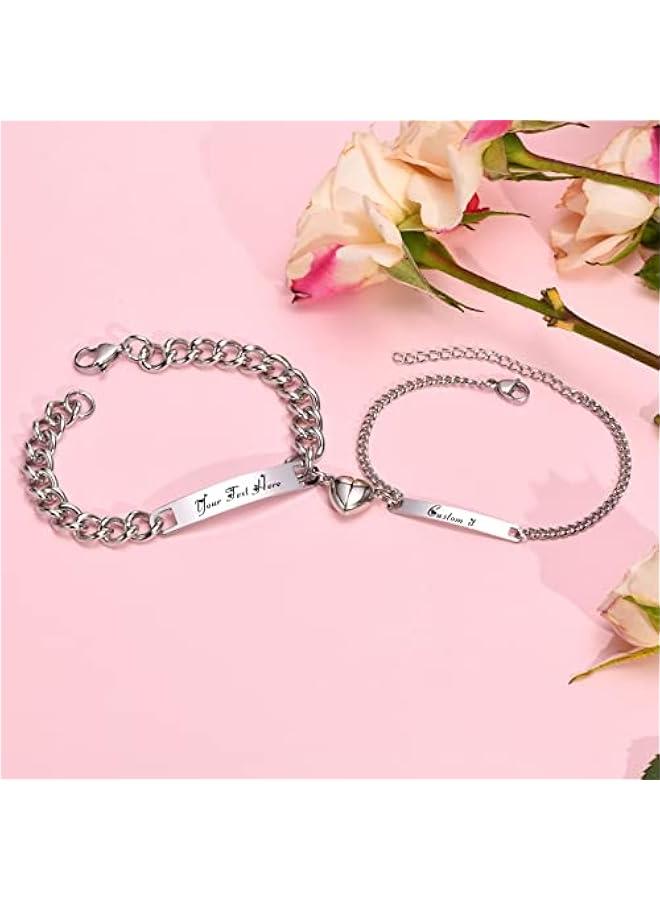 Arabest Personalized Braided Couples Bracelet：Custom Name Promise Words Engraved Bracelets Attraction Relationship Bracelets for Him and Her - Image 3