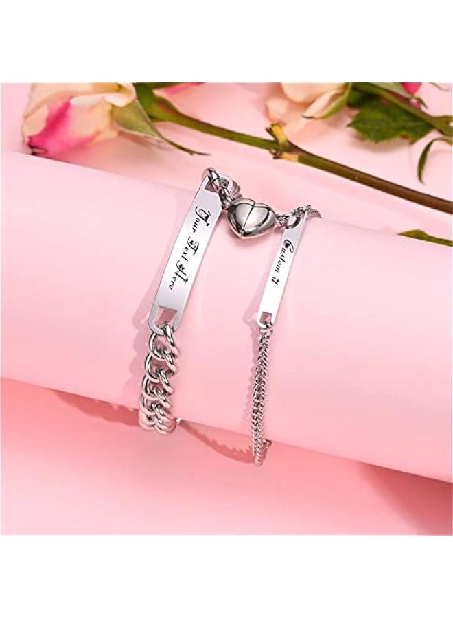 Arabest Personalized Braided Couples Bracelet：Custom Name Promise Words Engraved Bracelets Attraction Relationship Bracelets for Him and Her - Image 4