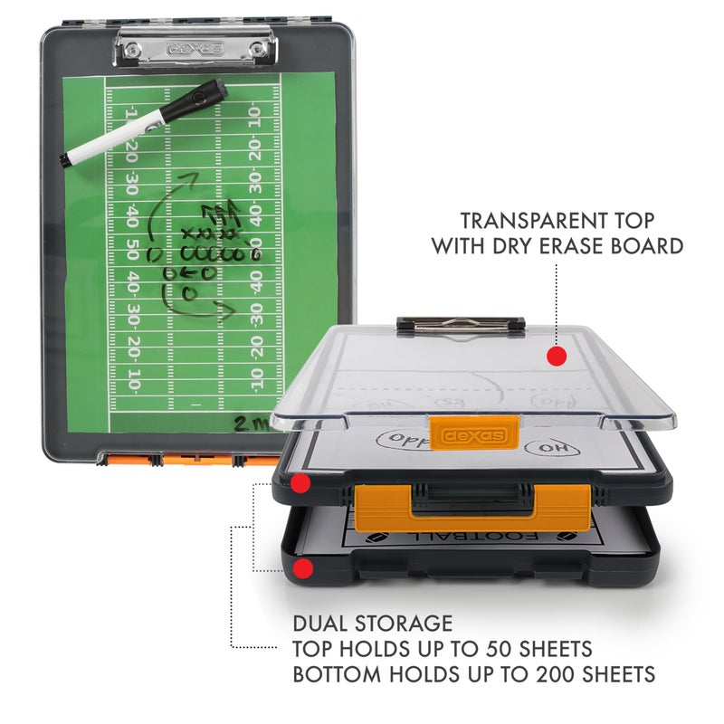 Dexas Clearview Clipcase Dry Erase clipboard, 13.75 x 9.5 Inch, Orange. See papers clearly outdoors, stay organized and dry. Ideal for coaching, teaching, homeschooling, art, trades, and medical pros. - Image 4