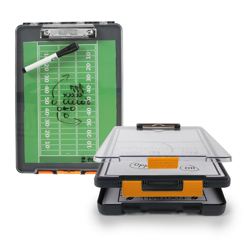 Dexas Clearview Clipcase Dry Erase clipboard, 13.75 x 9.5 Inch, Orange. See papers clearly outdoors, stay organized and dry. Ideal for coaching, teaching, homeschooling, art, trades, and medical pros. - Image 1