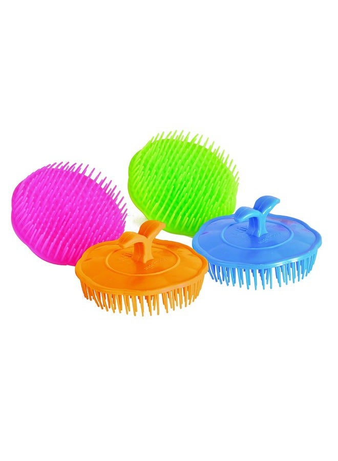 Niva Hair Scalp Massager Shampoo Brush - Flexible Scalp Exfoliator Dandruff Brush and Grass Shape Handle - Baby Shower Bath Brush Suitable for Women, Men & Pets | Pack 0f 4 (Blue-Green-Orange-Fuchsia) - Image 2