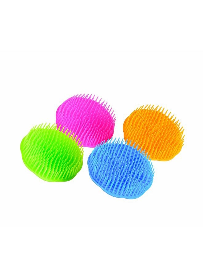 Niva Hair Scalp Massager Shampoo Brush - Flexible Scalp Exfoliator Dandruff Brush and Grass Shape Handle - Baby Shower Bath Brush Suitable for Women, Men & Pets | Pack 0f 4 (Blue-Green-Orange-Fuchsia) - Image 1