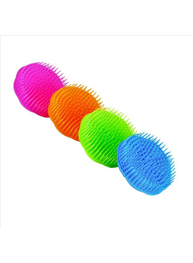 Niva Hair Scalp Massager Shampoo Brush - Flexible Scalp Exfoliator Dandruff Brush and Grass Shape Handle - Baby Shower Bath Brush Suitable for Women, Men & Pets | Pack 0f 4 (Blue-Green-Orange-Fuchsia) - Image 3