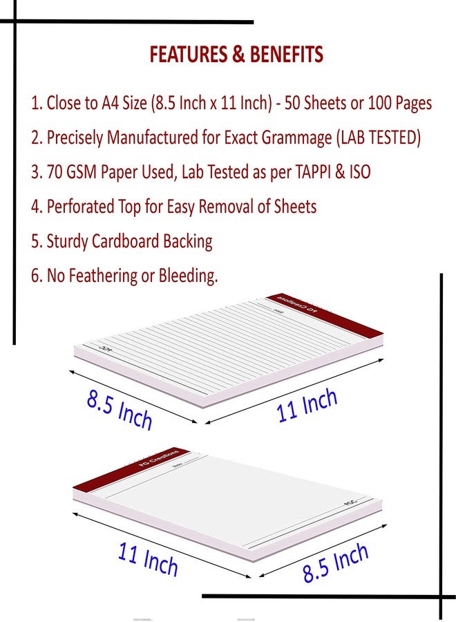 PG Creations A4 Size, Pack of 4 Pads, Writing Notepads, 70 Gsm Single Side Ruled & Unruled Paper Pads for Daily Tasks, Office Work & Students Use, 50 Sheets per Pad, 8.5x11 Inch, White - Image 3