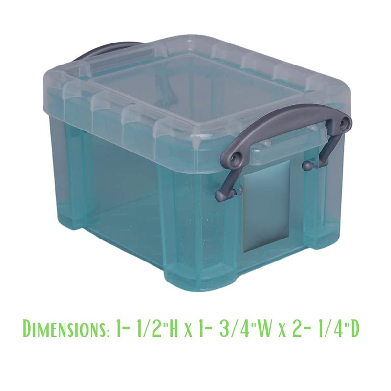 1InTheOffice Plastic Storage Bin with Lid, Stackable Mini Container, Assorted Colors, Clear, 4 Pack - Image 2