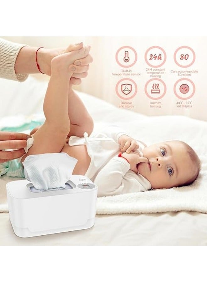 Baby Wipe Warmer, Thermostat Baby Wipe Heater, 40-55°C Adjustable Baby Wipes Dispenser Warmer, Wet Wipes Warmer Prevent Dry, USB Baby Wipe Warmer for Car Home Baby Nursery - Image 2