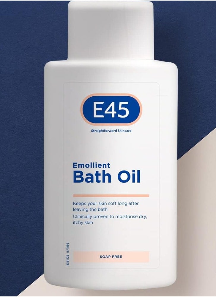 e45 - E45 Bath Oil 500 ml – E45 Bath Oil Emollient to Moisturise & Hydrate Dry Skin – Gently Cleanses for Soft Skin – Soap Free & Perfume Free Emollient Bath & Shower Oil Body Wash - Dermatologically Tested - Image 1