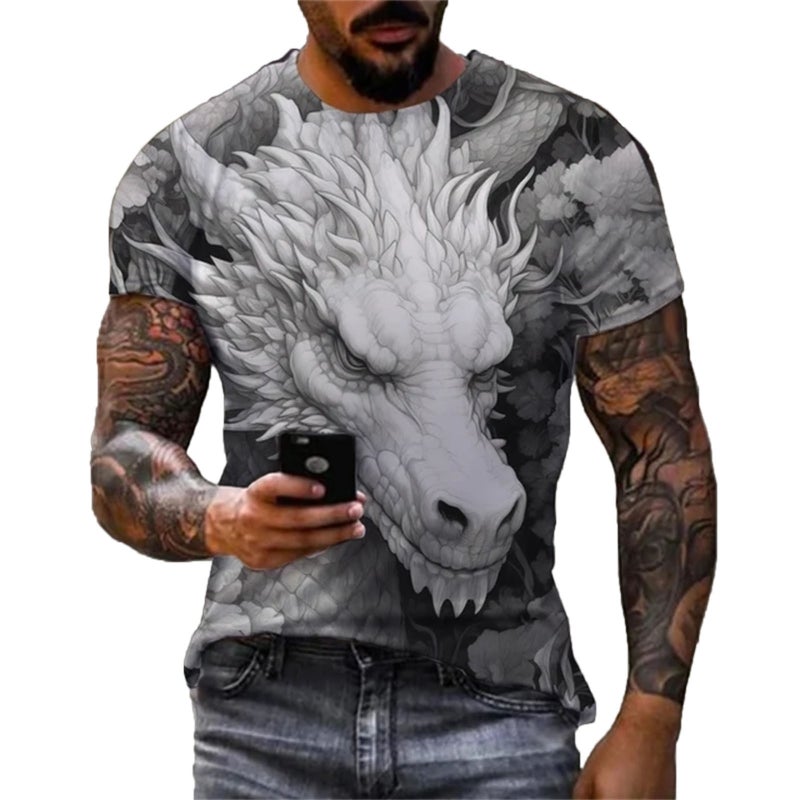 Men'S T-Shirt 3D Animal Printing Round Neck Short Sleeve T-Shirt - Image 4
