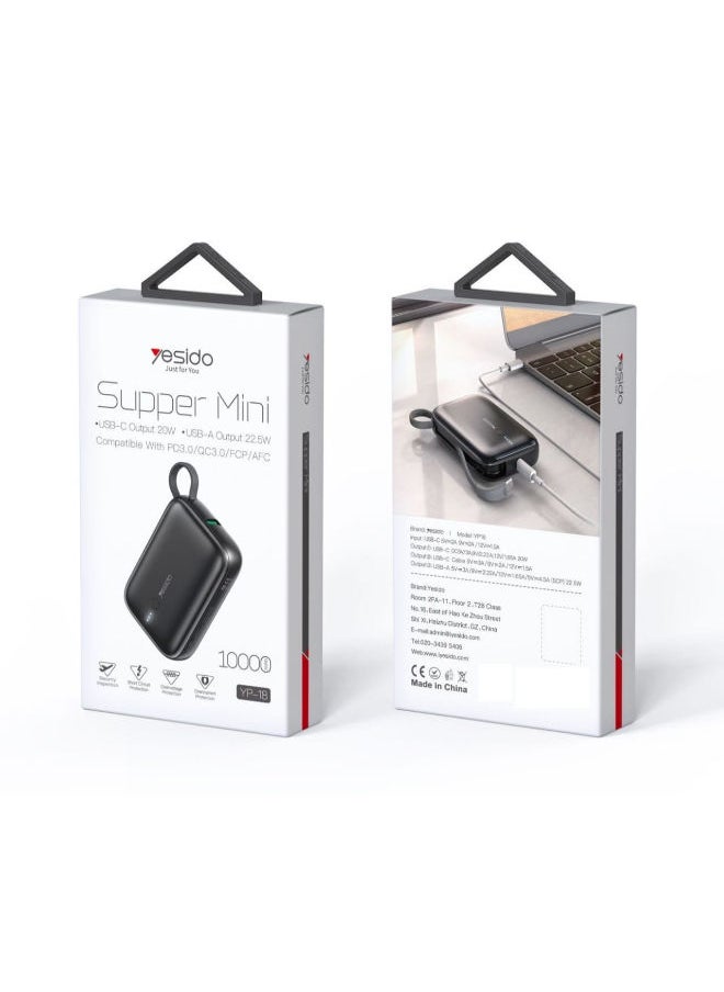 Yesido - YP-18 Super Mini 10,000 Mah Power Bank Compatible with PD3.0 / WC3.0 /FCP/AFC - Image 1