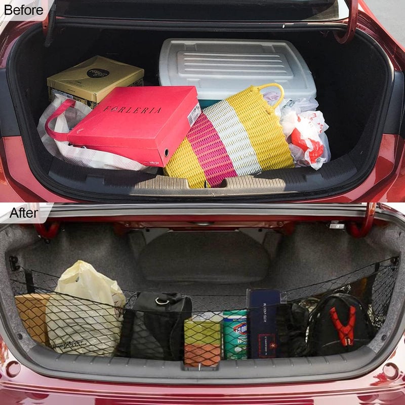 Hanemia Cargo Net for Car, Expandable 3 Pocket Heavy-Duty Cargo Net Organizer, Black Mesh Storage Pocket with 4 Metal Carabiners Universal for Car, SUV, Pickup Truck, Van Trunk Bed High precision lightweight material - Image 5