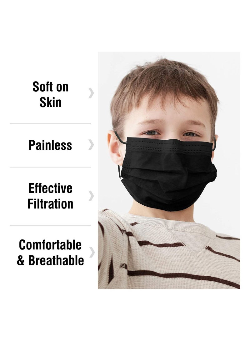 Dada Dada Individually Packaged 3 Layer Disposable Protective Face Mask, Premium Quality Face Mask with Elastic Ear Loop. Specially Designed for Kids (50pcs Individually Wrapped/ box) (Classic Black)  - Image 5