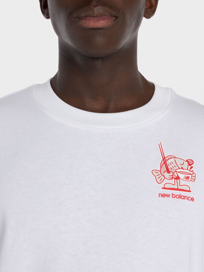 New Balance White Graphic Print Relaxed Fit T-Shirt - Image 5
