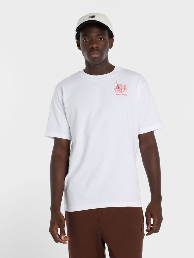 New Balance White Graphic Print Relaxed Fit T-Shirt - Image 2