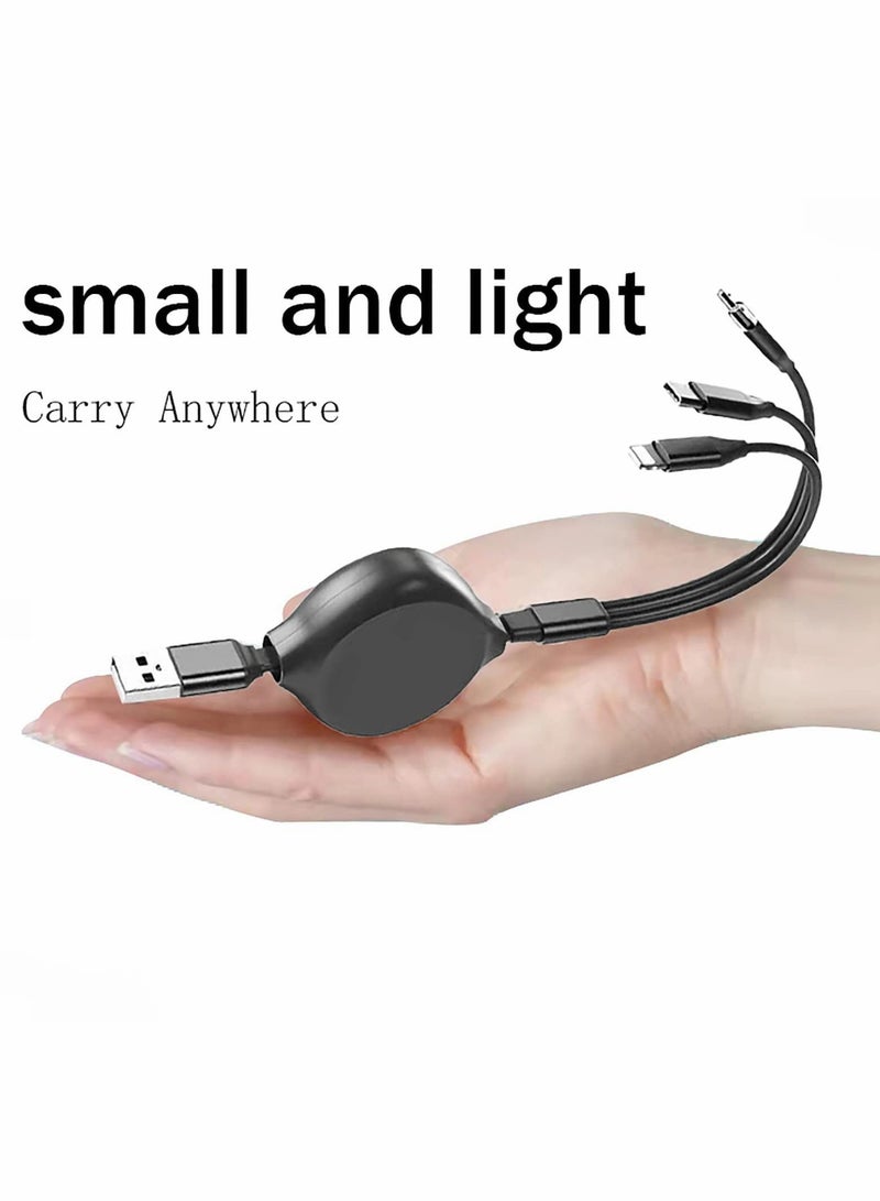 Y&D 3 in 1 Charging Cable, USB Fast Charging, Retractable Cable (39.4" / 100cm) Three Universal Ports (for Type-C/Micro USB) Uses Car Office Home(White) - Image 5