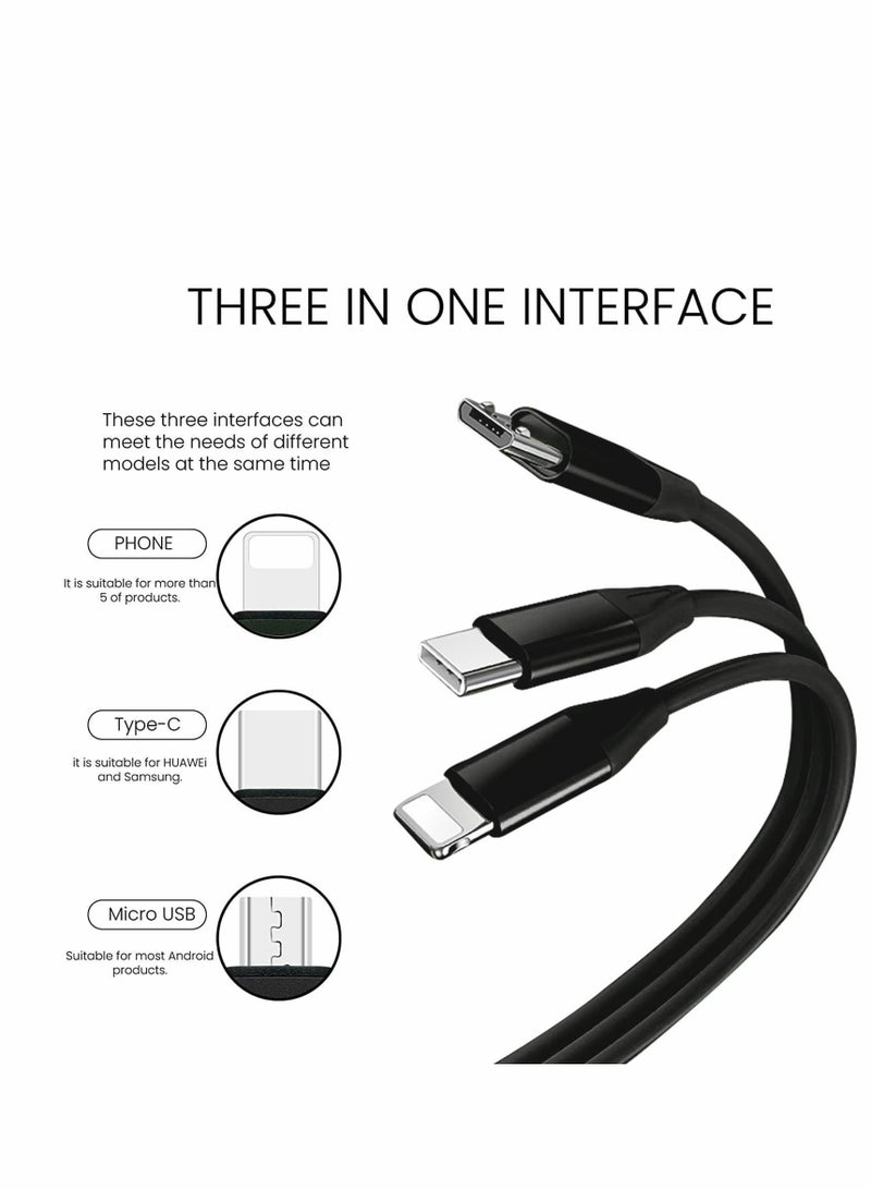 Y&D 3 in 1 Charging Cable, USB Fast Charging, Retractable Cable (39.4" / 100cm) Three Universal Ports (for Type-C/Micro USB) Uses Car Office Home(White) - Image 3