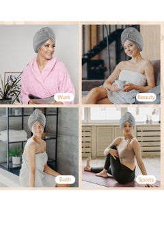 HOMEXCEL HOMEXCEL Microfiber Hair Towel Wrap, 2 Pack Hair Turbans for Wet Hair, Super Absorbent Dry Hair Towel Wrap for Curly Hair, Anti Frizz Microfiber Towel for Women, 26 x 10 inch, Grey  - Image 3