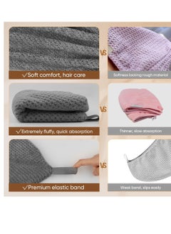 HOMEXCEL HOMEXCEL Microfiber Hair Towel Wrap, 2 Pack Hair Turbans for Wet Hair, Super Absorbent Dry Hair Towel Wrap for Curly Hair, Anti Frizz Microfiber Towel for Women, 26 x 10 inch, Grey  - Image 4