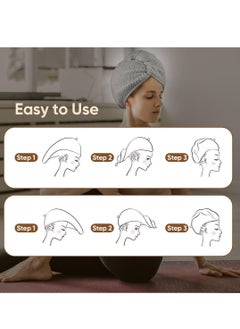 HOMEXCEL HOMEXCEL Microfiber Hair Towel Wrap, 2 Pack Hair Turbans for Wet Hair, Super Absorbent Dry Hair Towel Wrap for Curly Hair, Anti Frizz Microfiber Towel for Women, 26 x 10 inch, Grey  - Image 5
