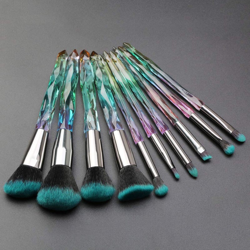 Tenmon Makeup Brushes Crystal Handle Set, Professional make up brushes Tenmon 10 PCS Crystal Transparent Handle Kabuki Face Powder Foundation Brush Concealer Eye Shadow Eyeliner Eyebrow Brush (purple) - Image 2