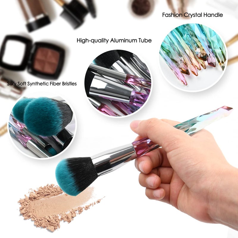 Tenmon Makeup Brushes Crystal Handle Set, Professional make up brushes Tenmon 10 PCS Crystal Transparent Handle Kabuki Face Powder Foundation Brush Concealer Eye Shadow Eyeliner Eyebrow Brush (purple) - Image 4