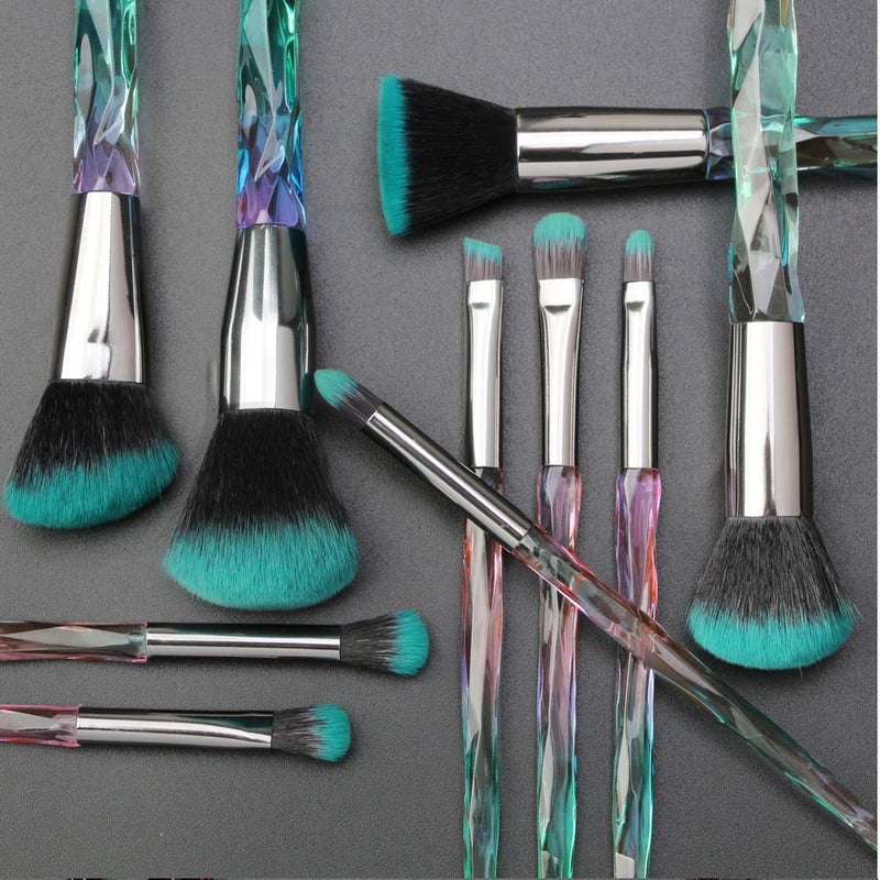 Tenmon Makeup Brushes Crystal Handle Set, Professional make up brushes Tenmon 10 PCS Crystal Transparent Handle Kabuki Face Powder Foundation Brush Concealer Eye Shadow Eyeliner Eyebrow Brush (purple) - Image 3
