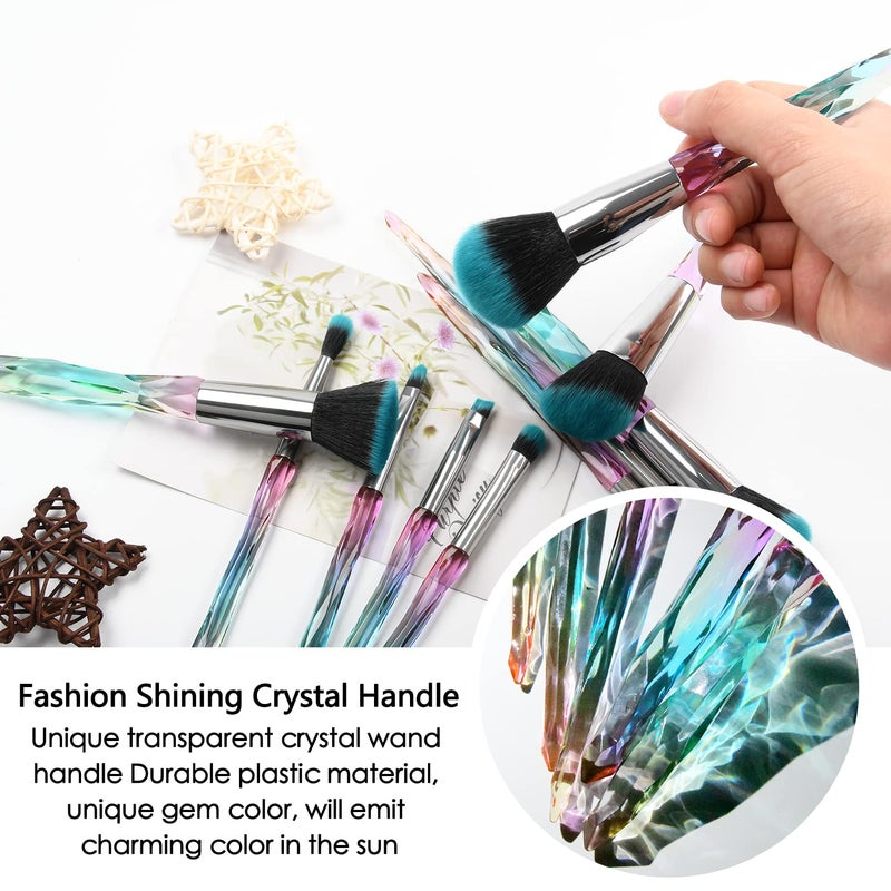 Tenmon Makeup Brushes Crystal Handle Set, Professional make up brushes Tenmon 10 PCS Crystal Transparent Handle Kabuki Face Powder Foundation Brush Concealer Eye Shadow Eyeliner Eyebrow Brush (purple) - Image 5