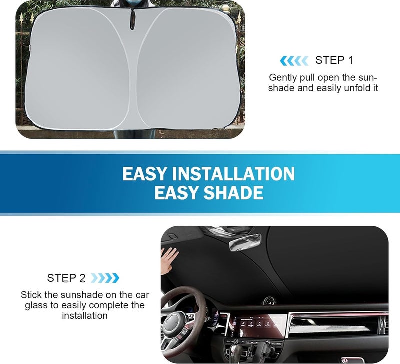 Car Windshield Sun Shade - Thickened Automotive Window Sunshade for Heat and UV Protection (57.08 × 31.5 inch) - Image 4