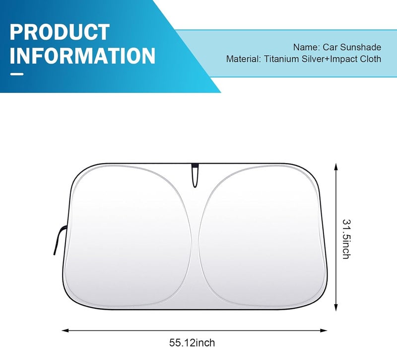 Car Windshield Sun Shade - Thickened Automotive Window Sunshade for Heat and UV Protection (57.08 × 31.5 inch) - Image 2