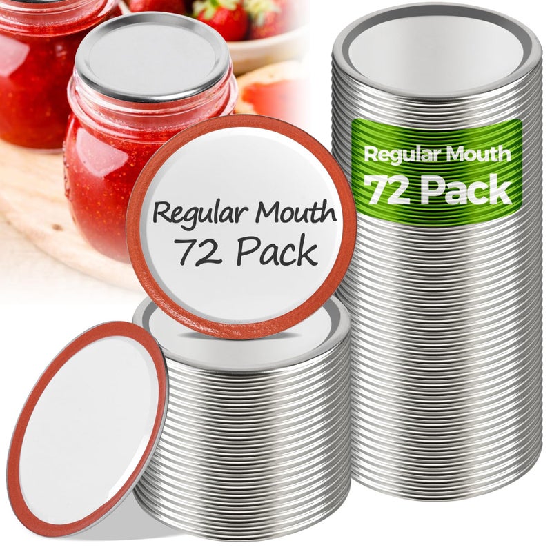 ComSaf 72 Pcs Mason Jar Lids Regular Mouth Compatible with Electric Vacuum Sealers Canning Lids for Pickling Fermenting Jam Making Canning Supplies Fit for 275 inches Regular Mouth Mason Jars - Image 2