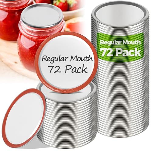 ComSaf 72 Pcs Mason Jar Lids Regular Mouth Compatible with Electric Vacuum Sealers Canning Lids for Pickling Fermenting Jam Making Canning Supplies Fit for 275 inches Regular Mouth Mason Jars - Image 1