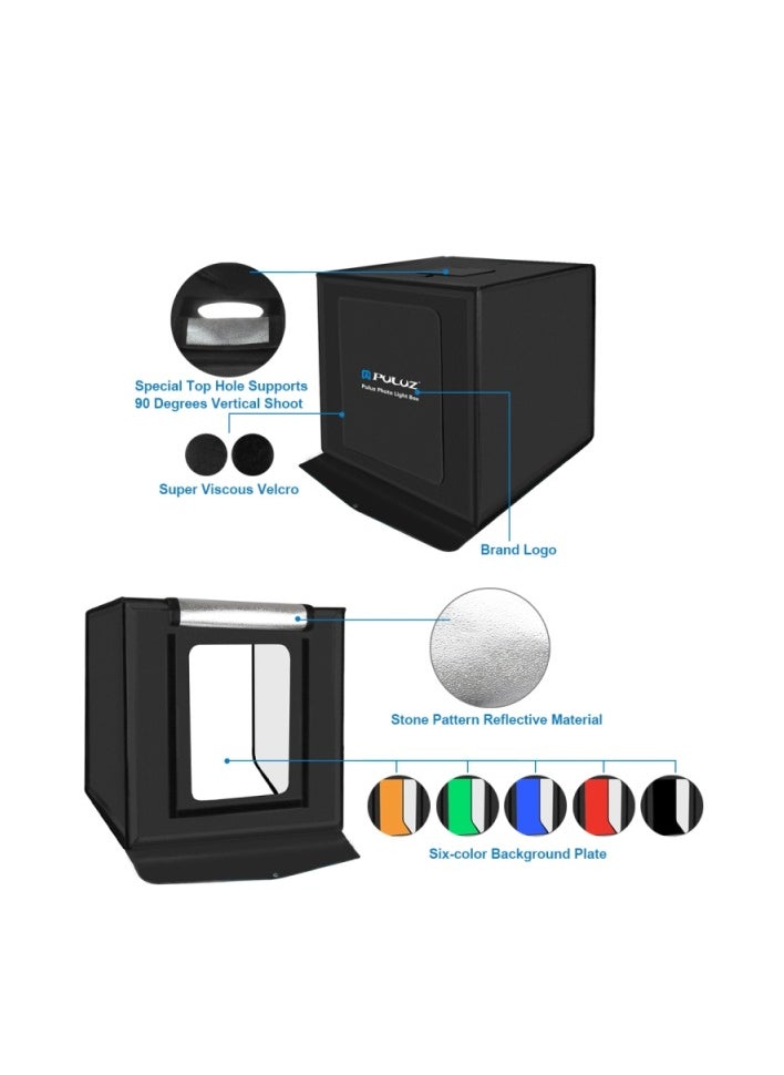 PULUZ PULUZ 40cm Folding Portable 30W 5500K White Light Photo Lighting Studio Shooting Tent Box Kit with 6 Colors Backdrops (Black, Orange, White, Red, Green, Blue), Size: 40cm x 40cm x 40cm  - Image 2