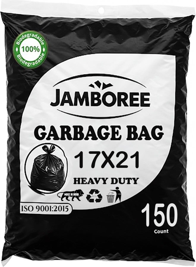 Jamboree!!! أكياس قمامة جامبوري سوداء شديدة التحمل 17 × 21 بوصة - 150 قطعة | أكياس قمامة متينة للاستخدام المنزلي والمطبخي والمكتبي والتجاري - Image 1