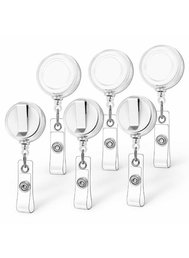 6 Pack Retractable ID Badge Holder Reel with Metal Belt Clip – Heavy Duty Badge Reels for Keys, ID Cards & Keycards, for Office, Nurses & Teachers - Image 1